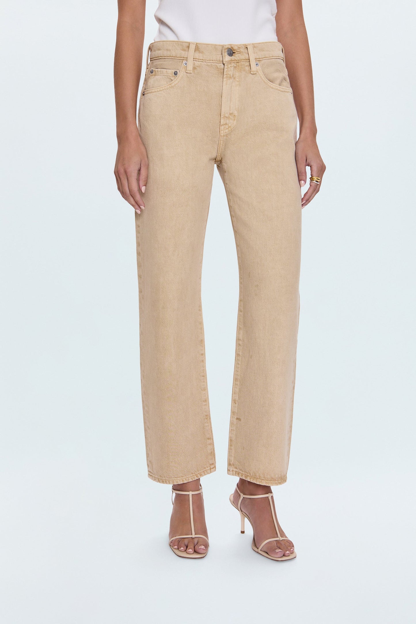 Lexi Mid Rise Bowed Straight Jean - Sand Dollar