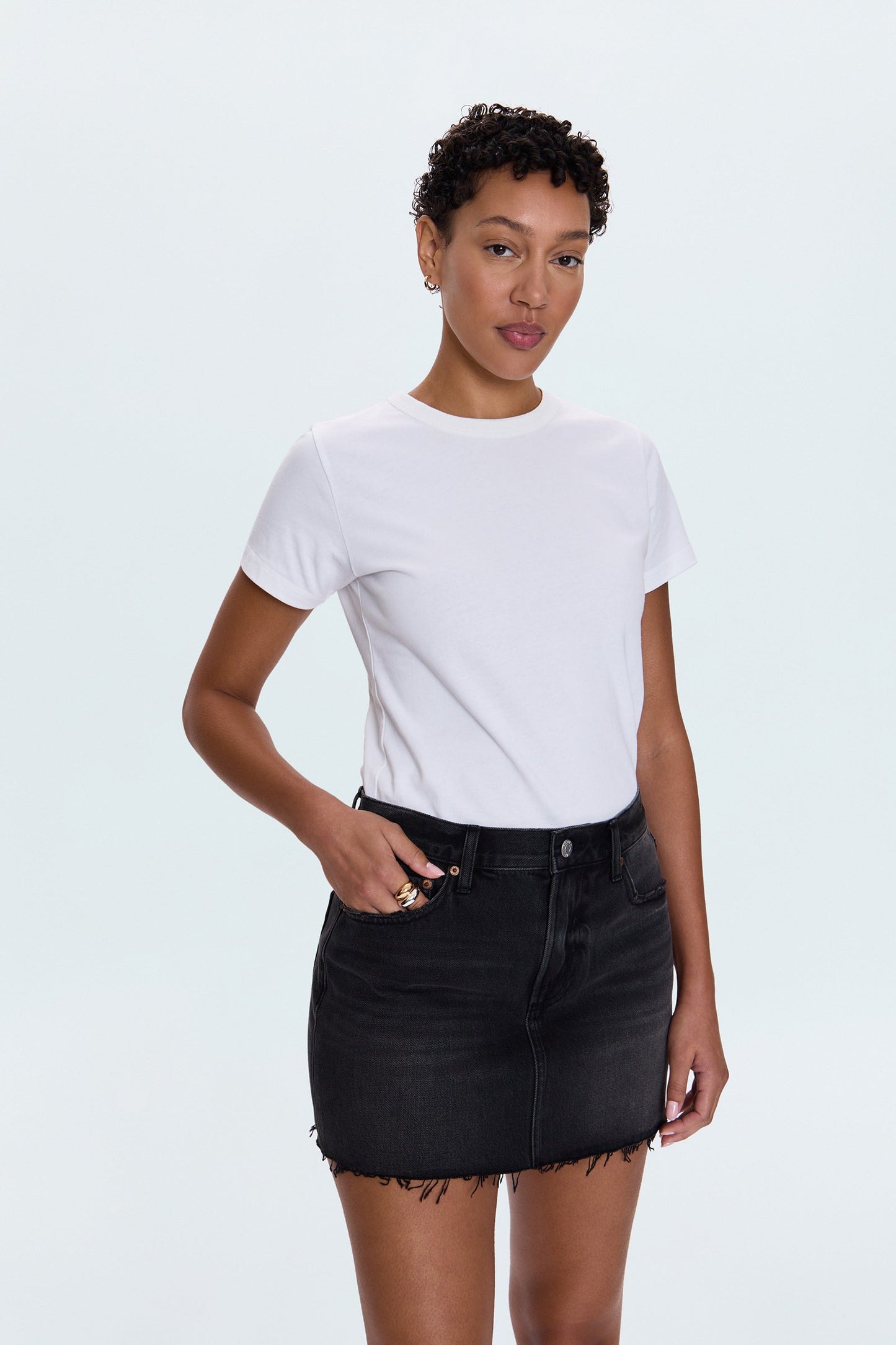 Daisy Low Slung Mini Skirt - Caviar