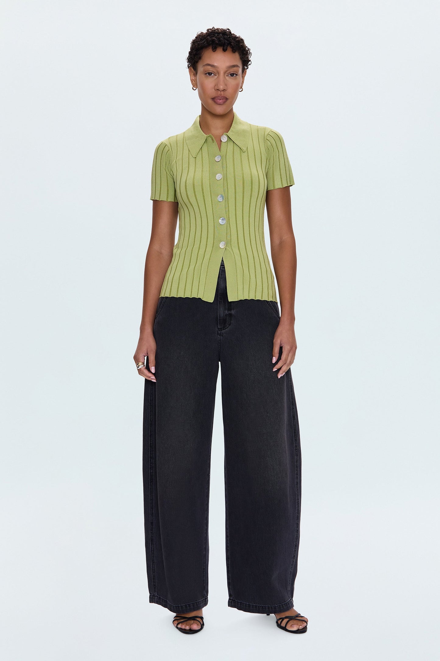 Dominique Ribbed Cardigan - Soft Lime