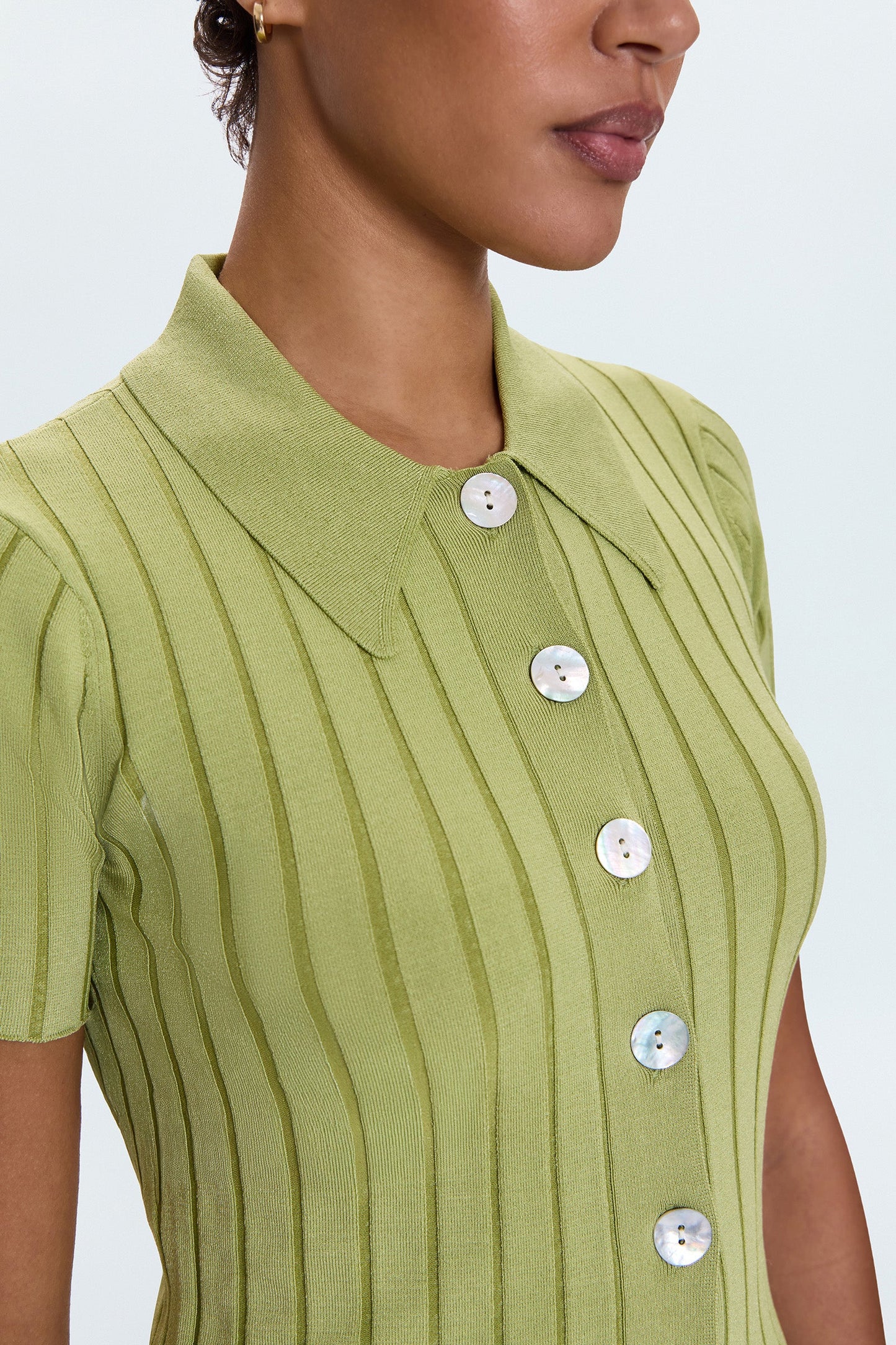 Dominique Ribbed Cardigan - Soft Lime