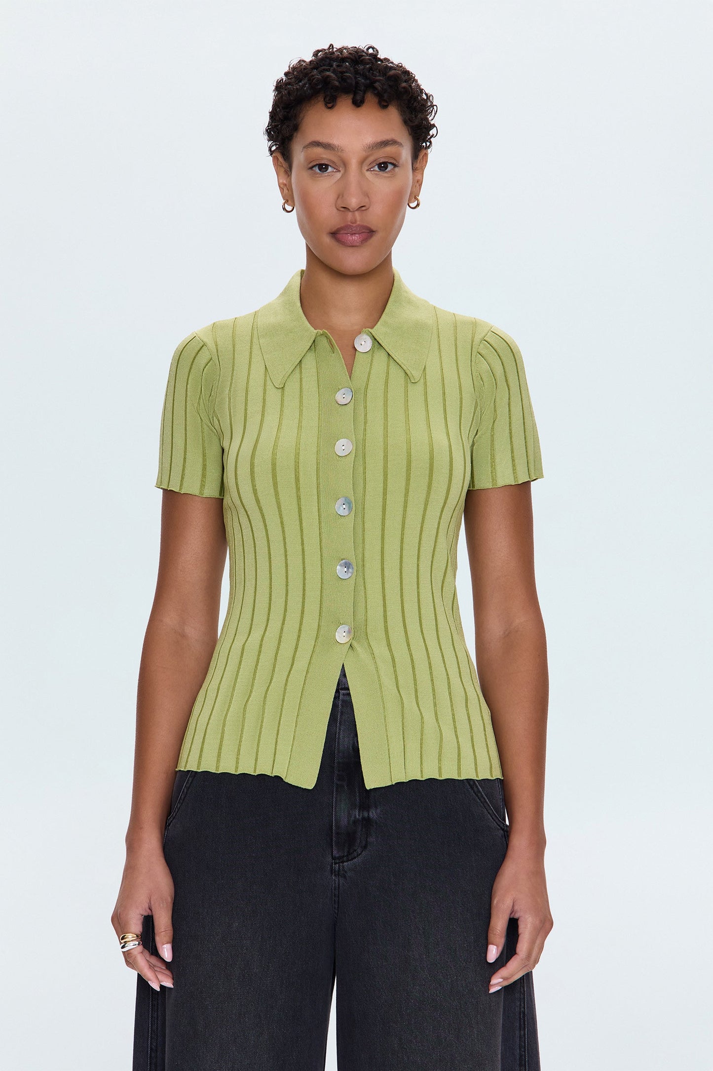 Dominique Ribbed Cardigan - Soft Lime