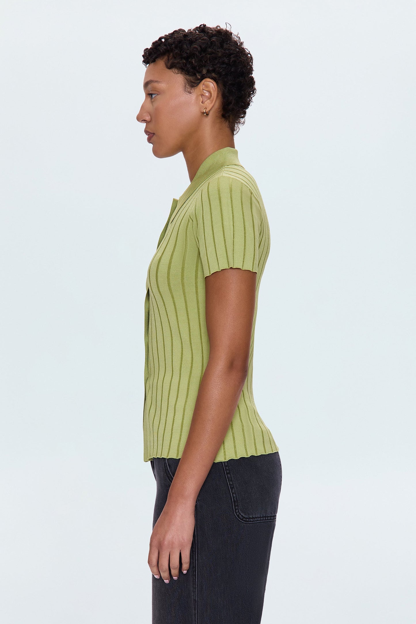 Dominique Ribbed Cardigan - Soft Lime