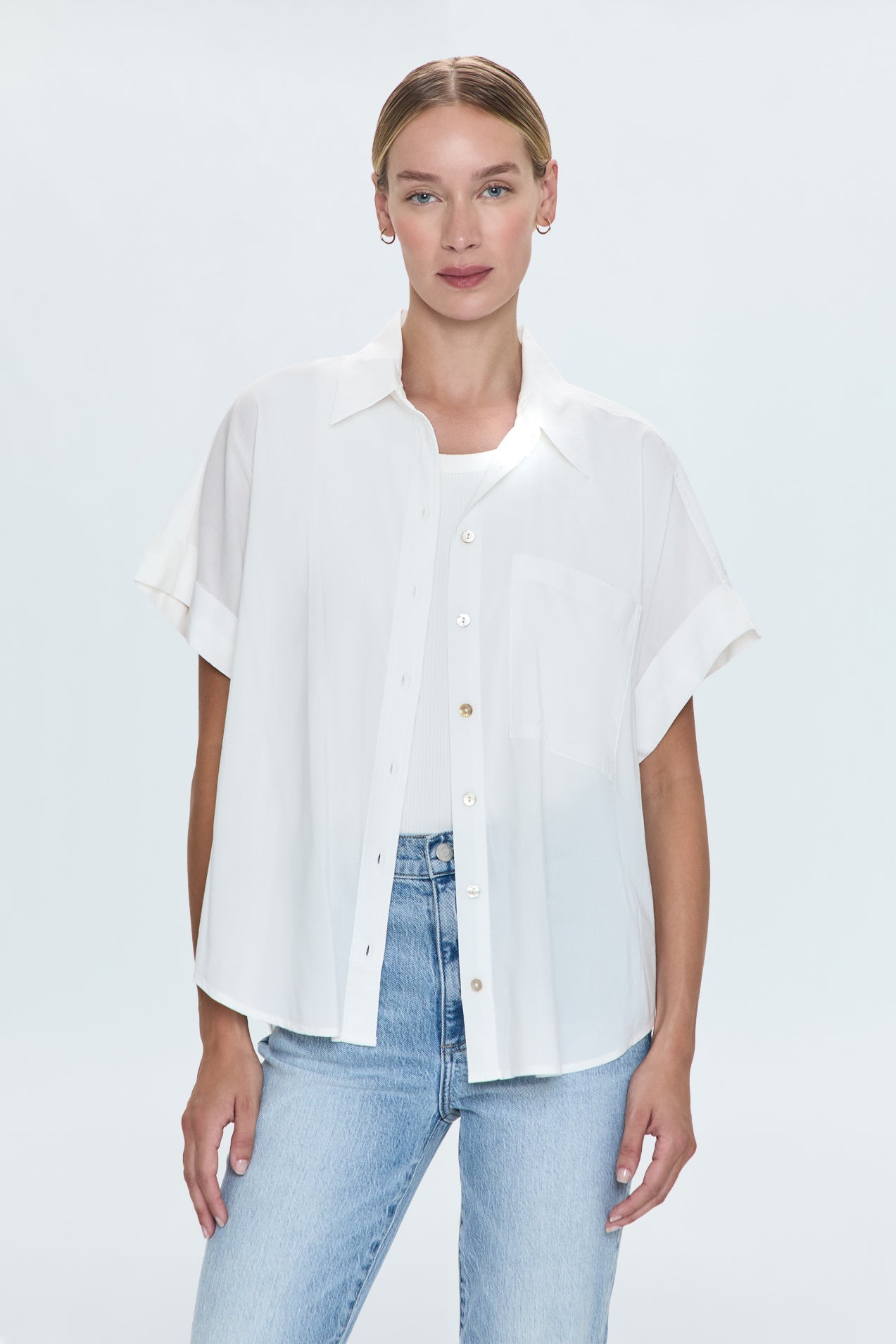 Donnie Short Sleeve Button Up - Le Blanc