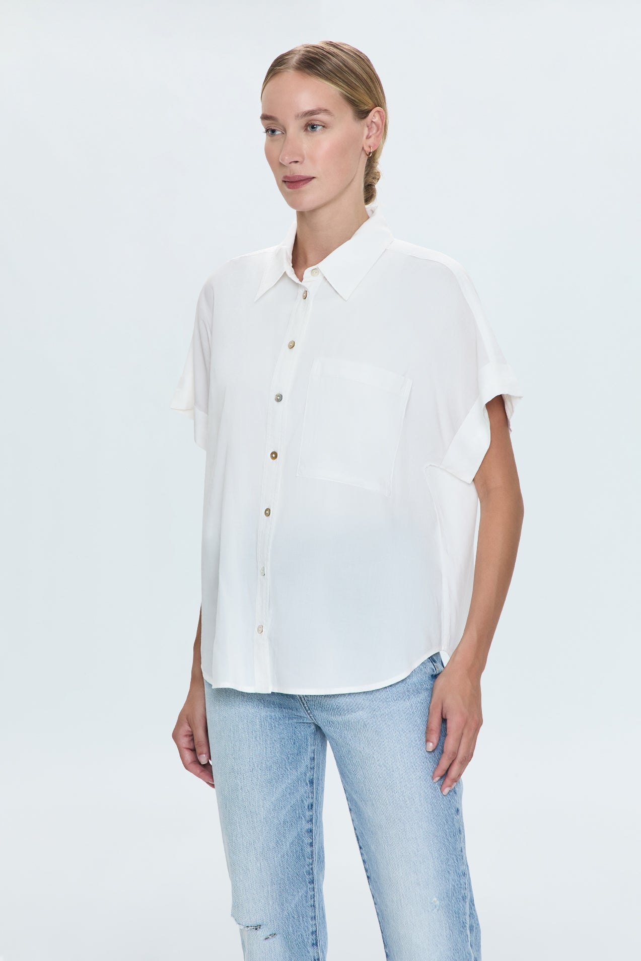 Donnie Short Sleeve Button Up - Le Blanc