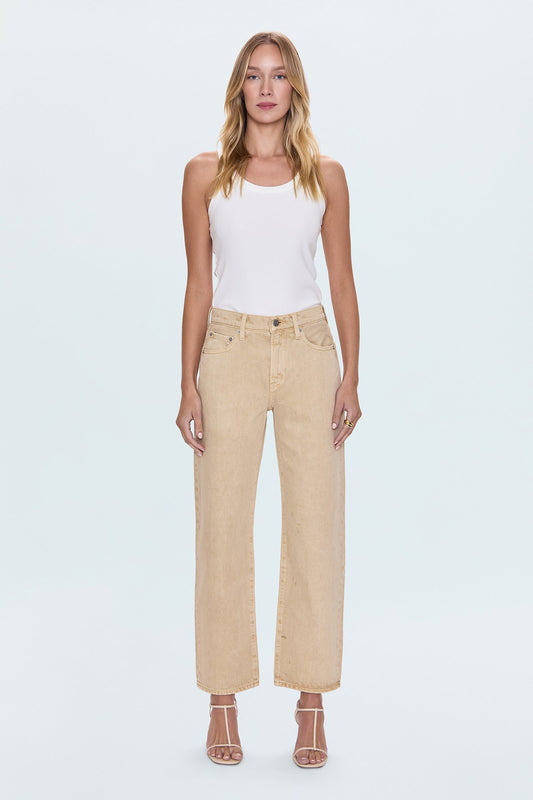 Lexi Mid Rise Bowed Straight Jean - Sand Dollar