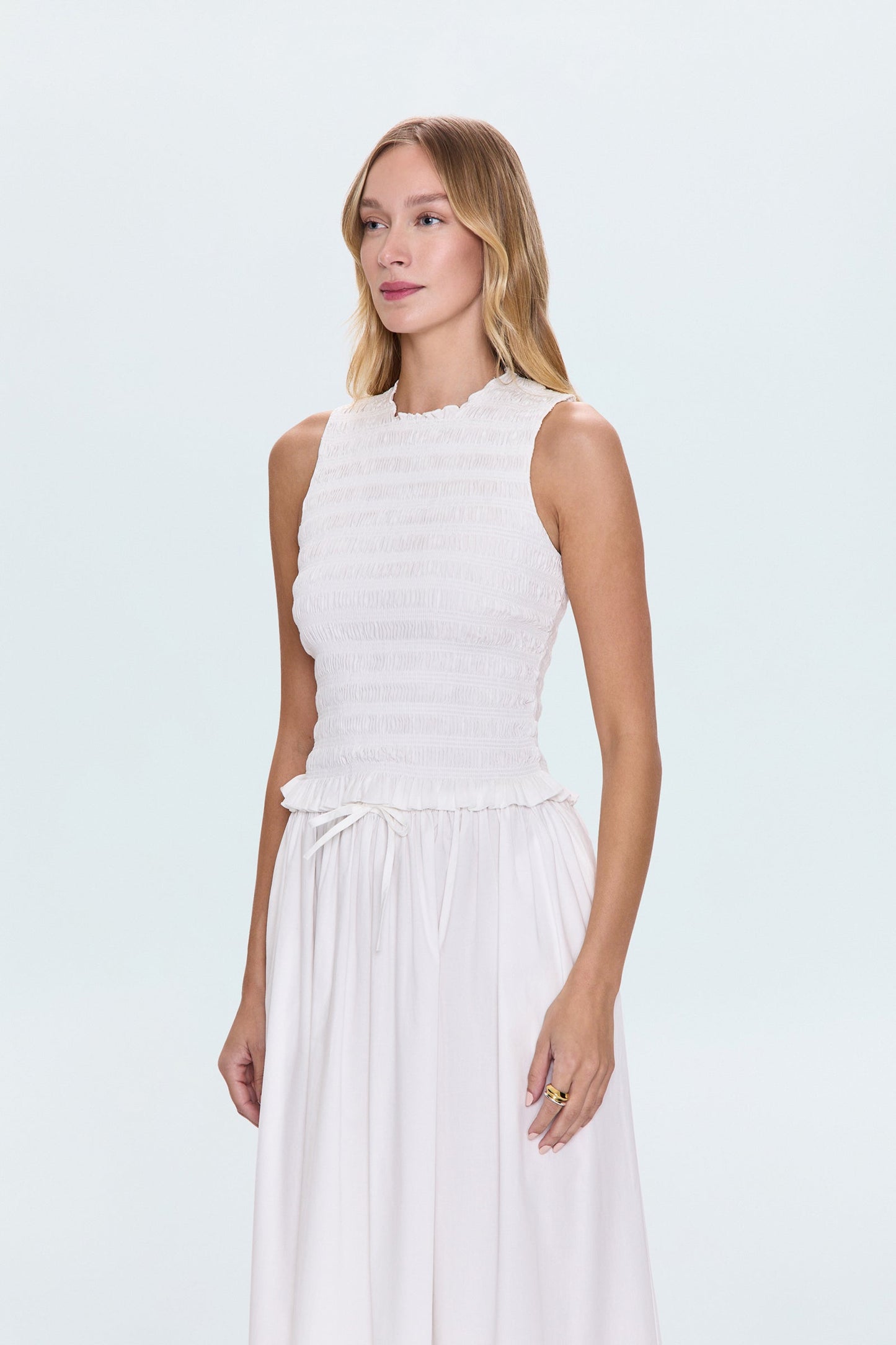 Phoebe Smocked Tank - Le Blanc