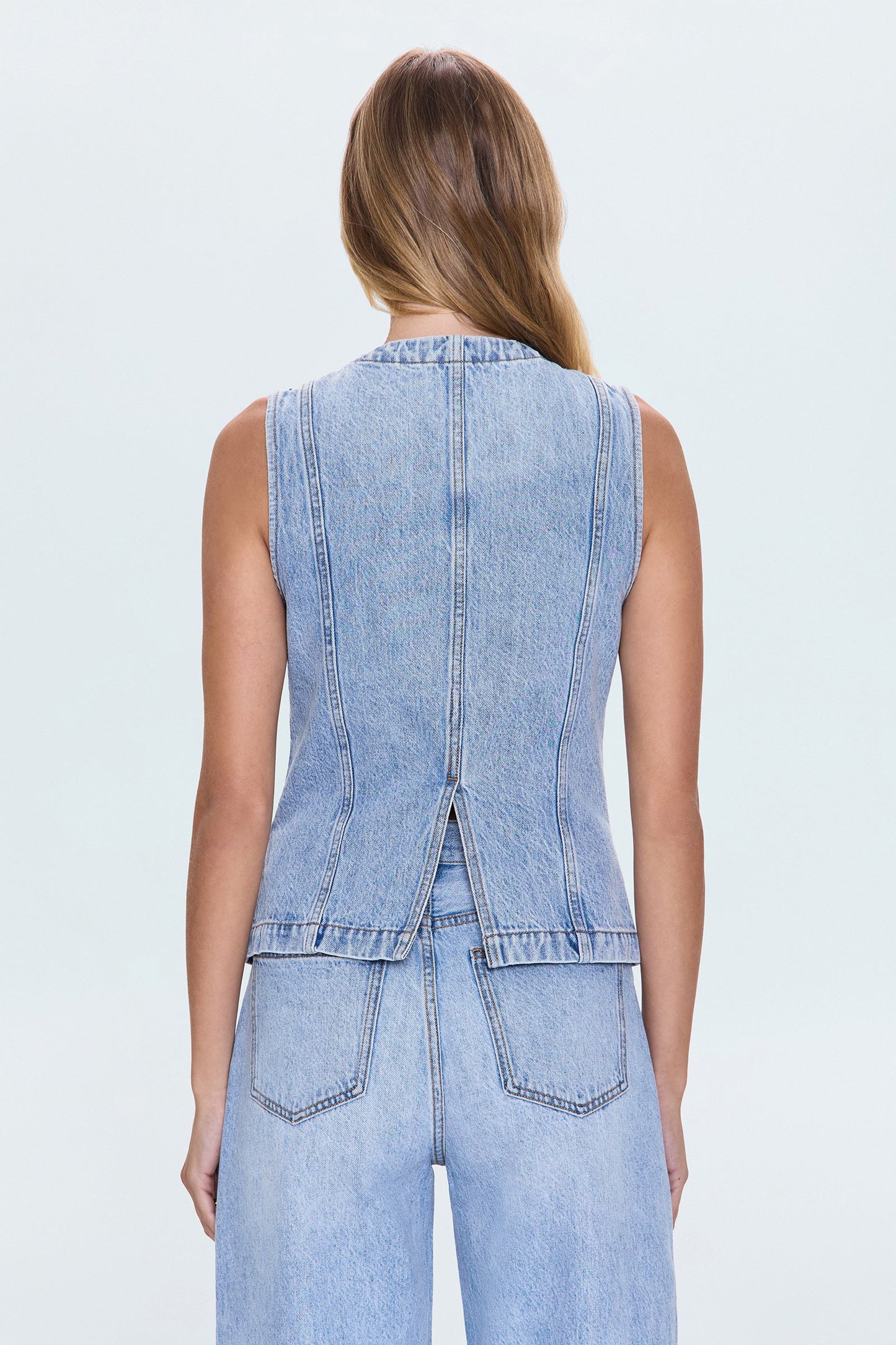 Gia Fitted Collarless Vest - Gaze