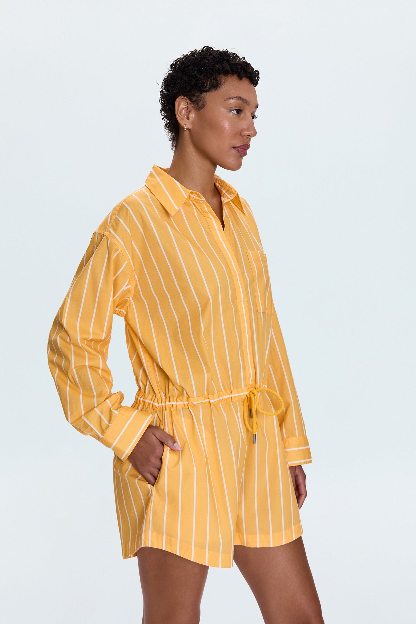 Amelie Romper - Papaya Stripe
