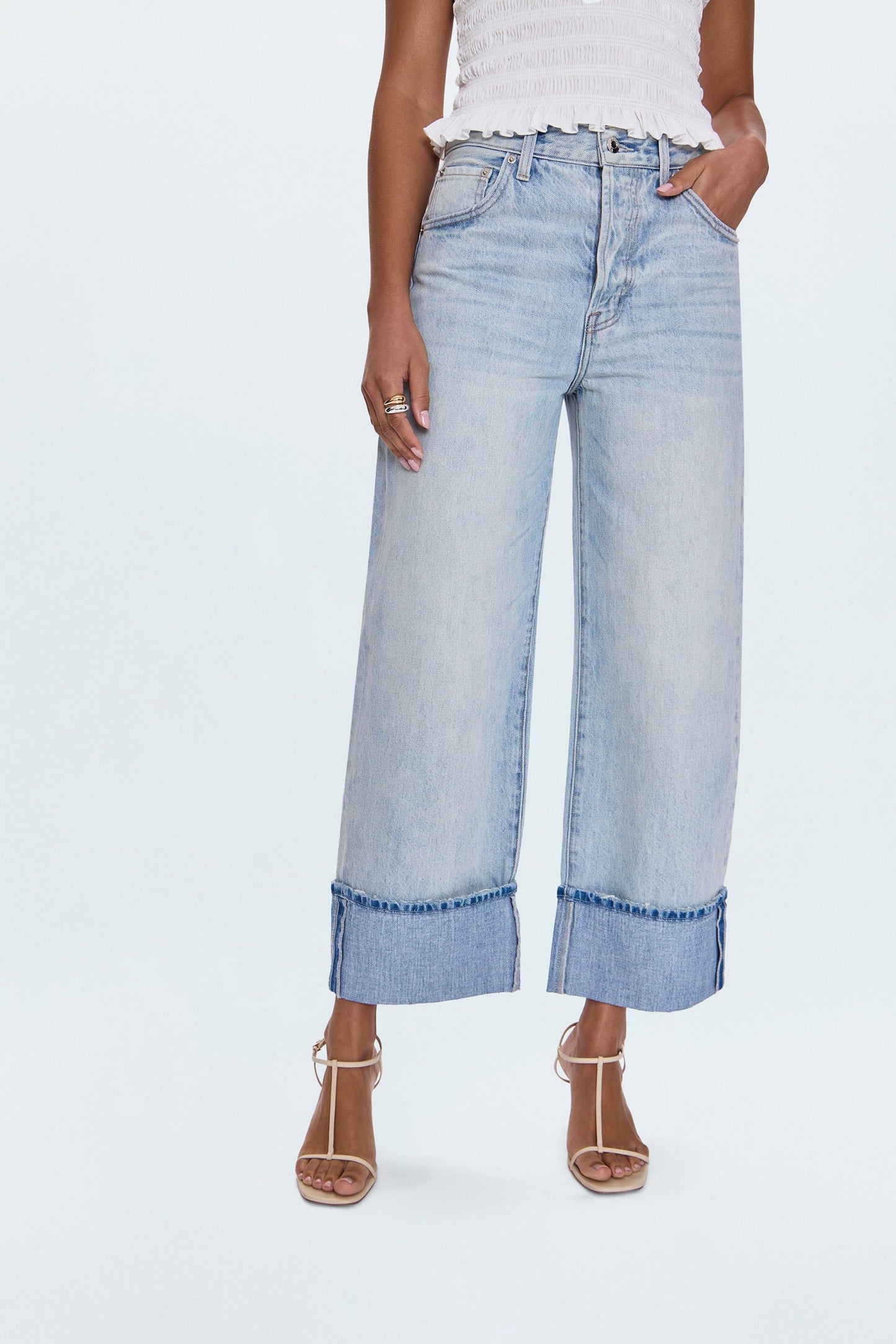 Ryder High Rise Cuffed Straight Jean - Sunrise