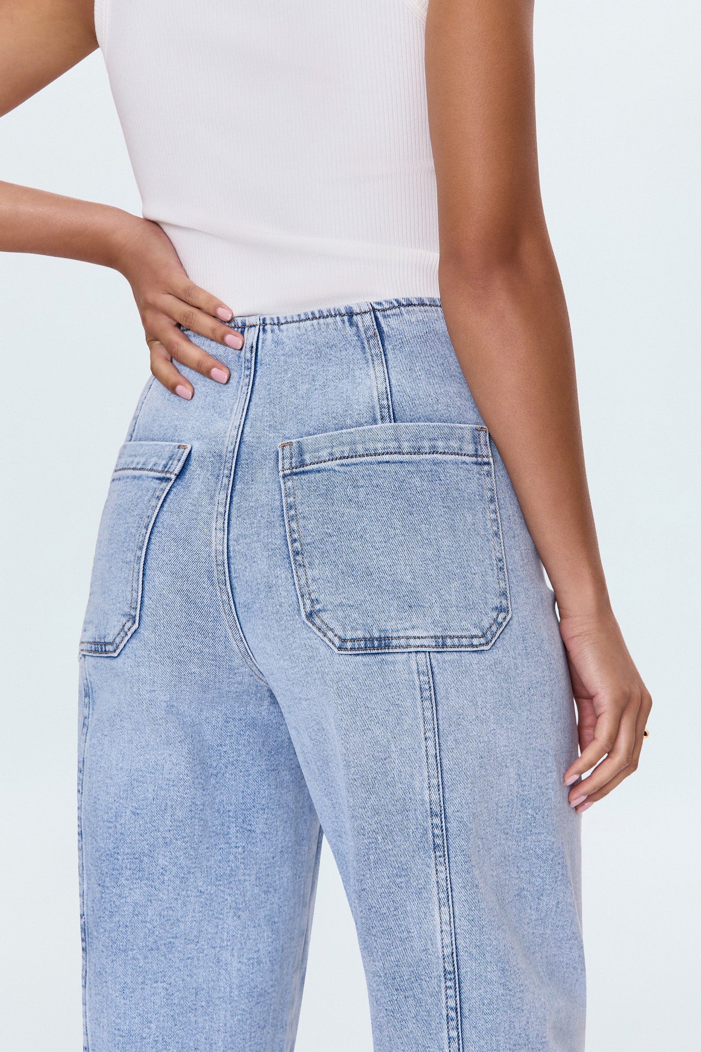 Blair High Rise Seamed Barrel Jean - Pristine