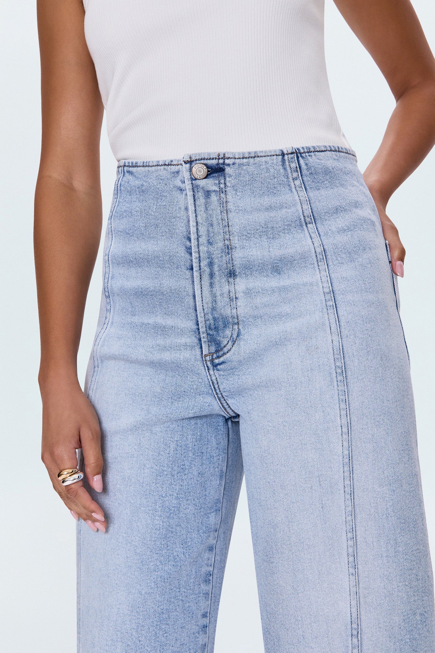 Blair High Rise Seamed Barrel Jean - Pristine