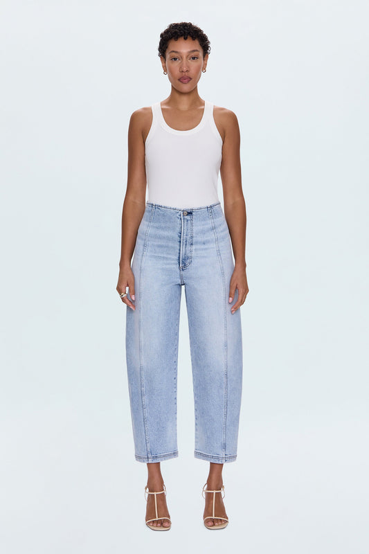 Blair High Rise Seamed Barrel Jean - Pristine