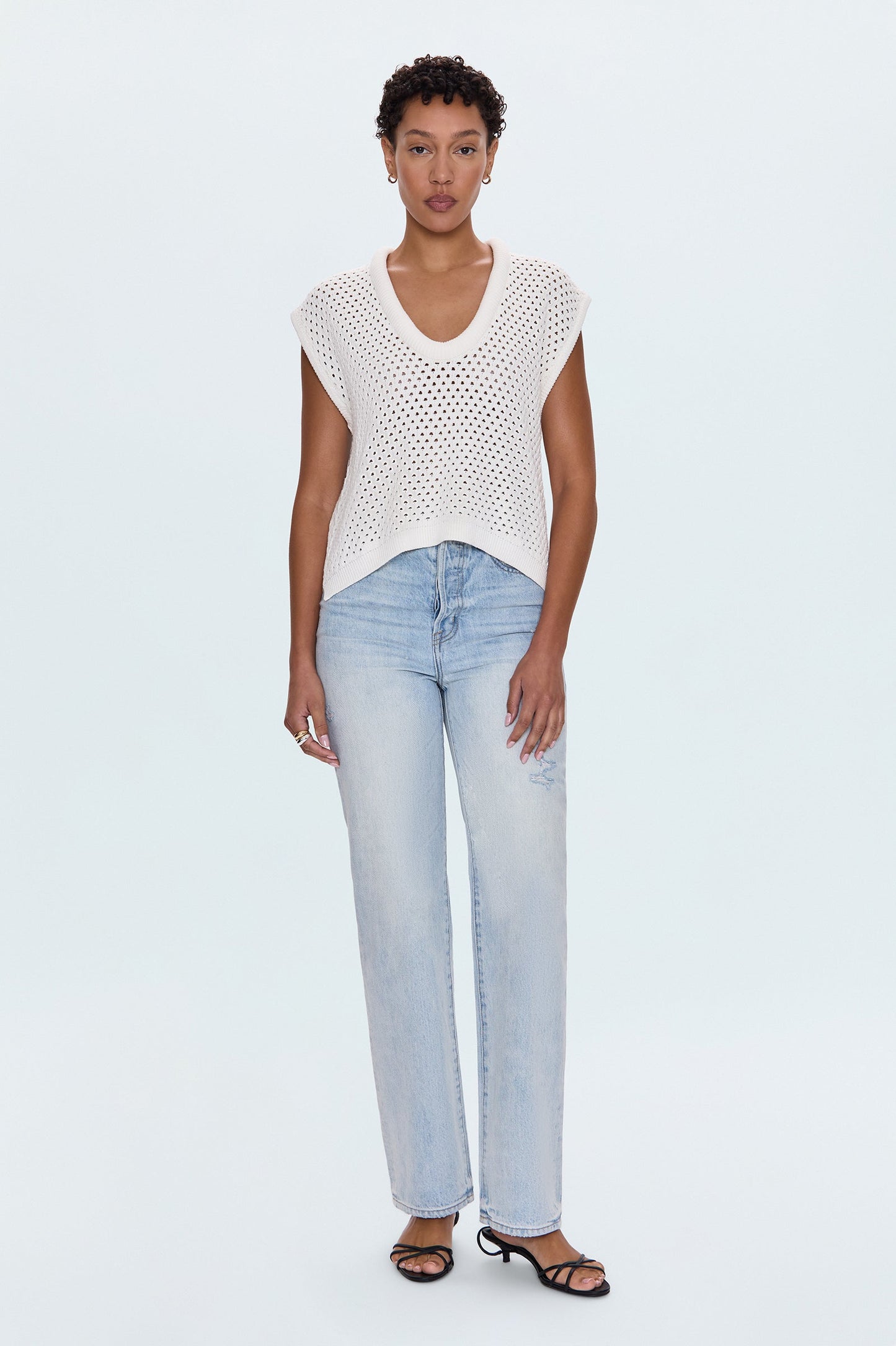 Beck Open Knit Cropped Sweater - Le Blanc