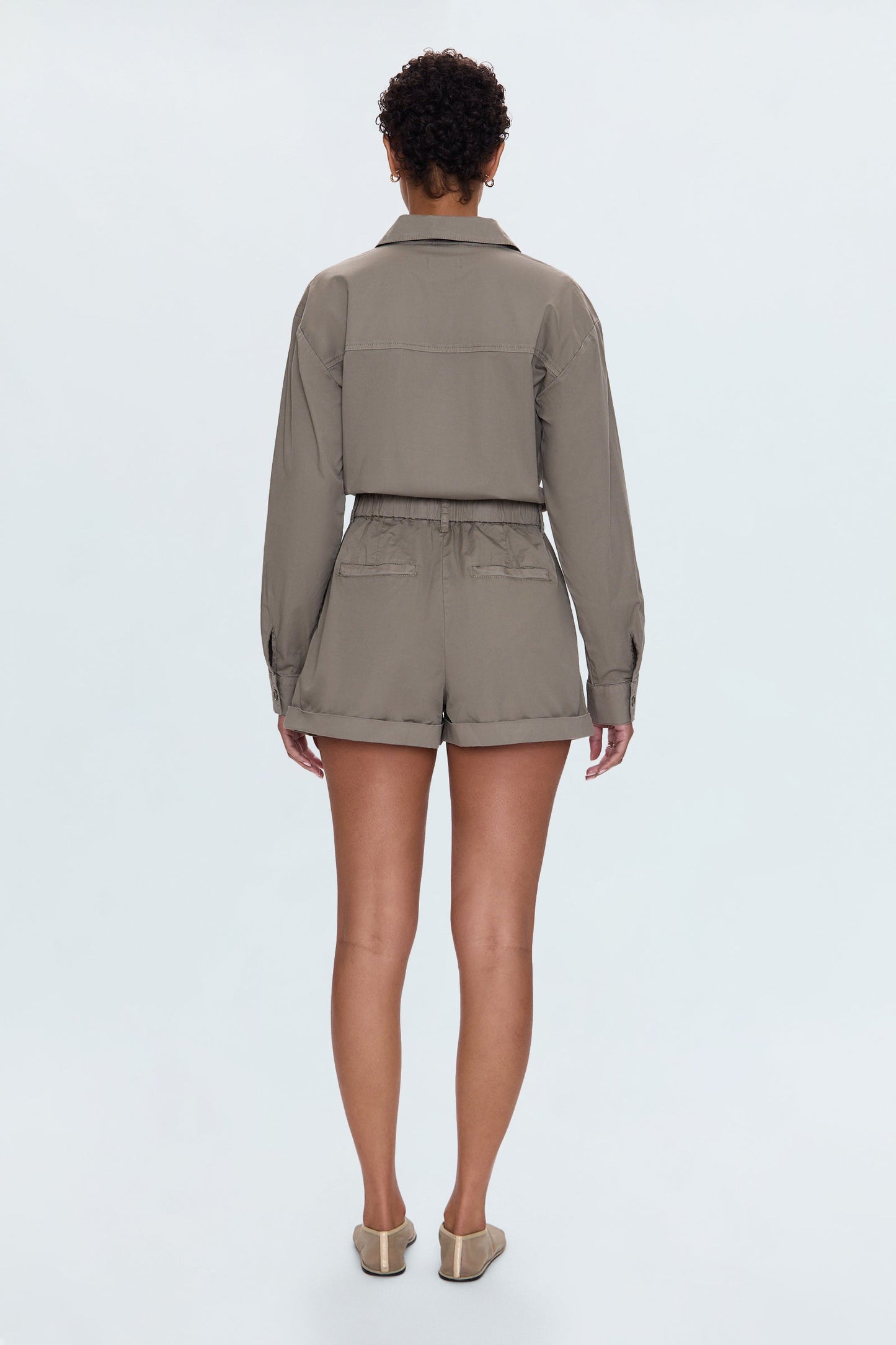 Archie Pleated Romper - Soft Moss