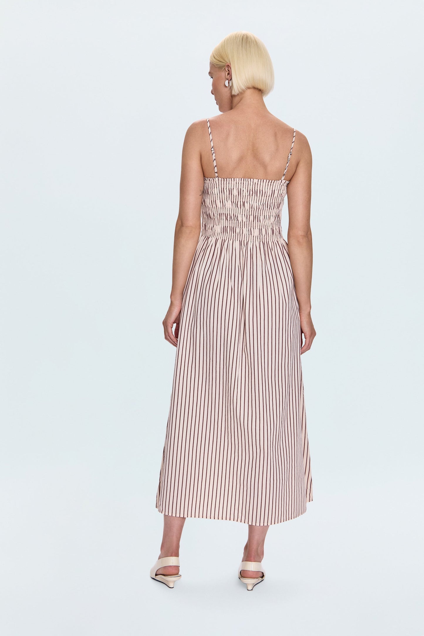 Bianca Shirred Bodice Dress - Tiramisu Stripe