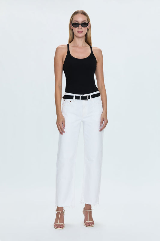 Lexi Mid Rise Bowed Straight Jean - Luxe White Vintage