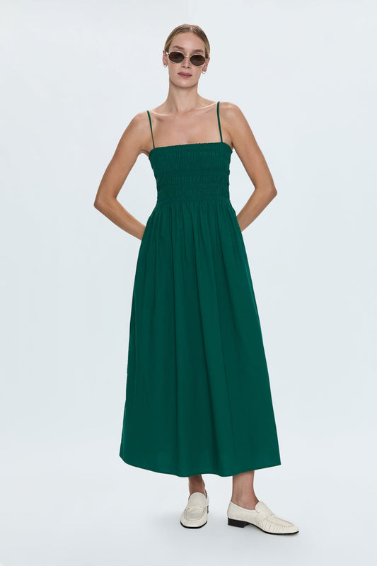Bianca Shirred Bodice Dress - Emerald