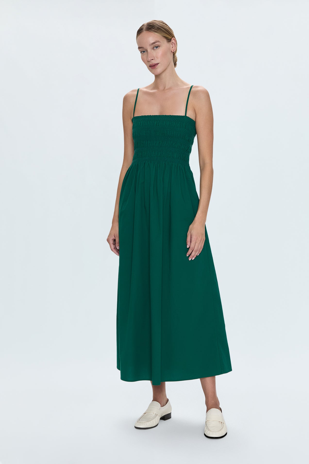 Bianca Shirred Bodice Dress - Emerald