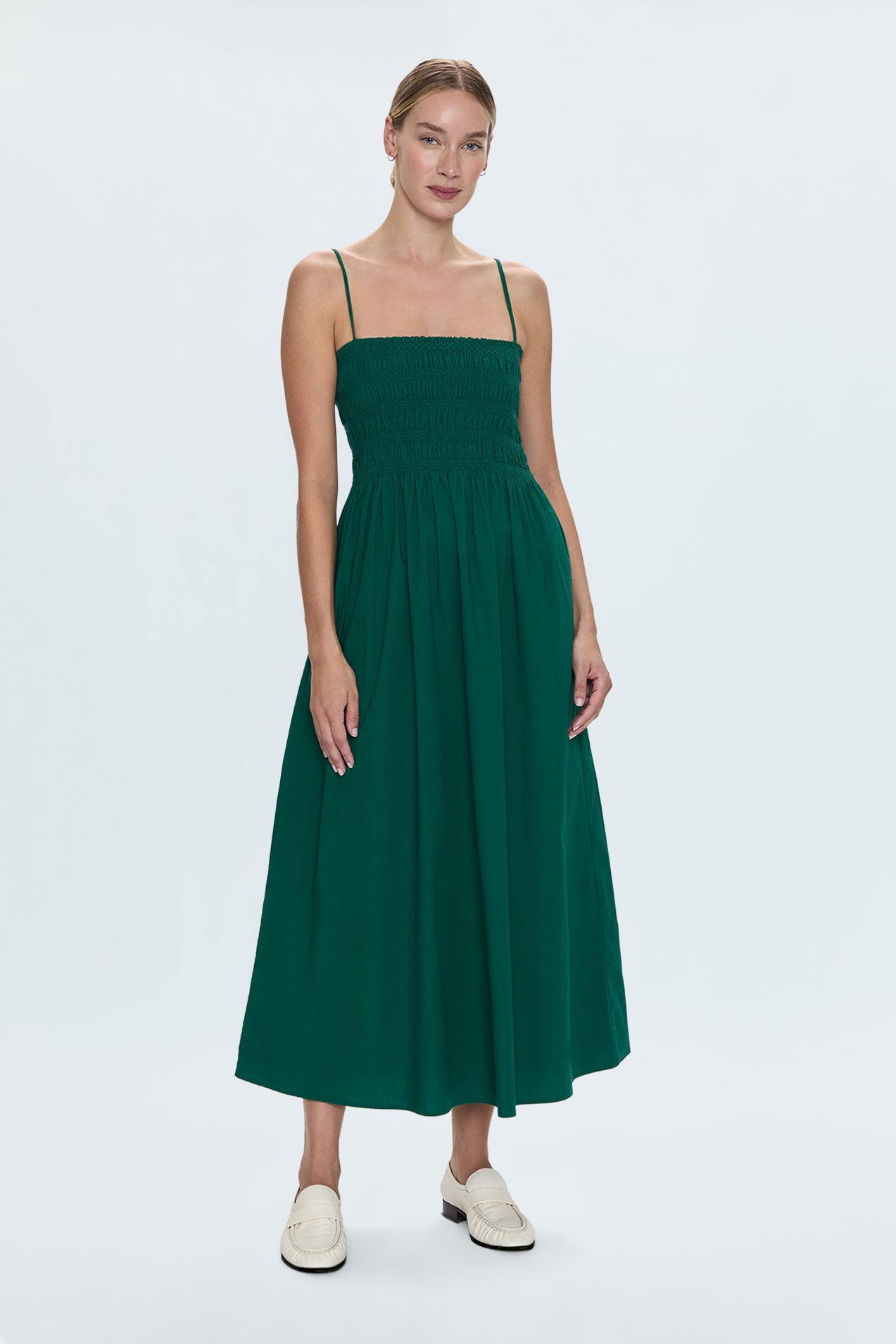 Bianca Shirred Bodice Dress - Emerald