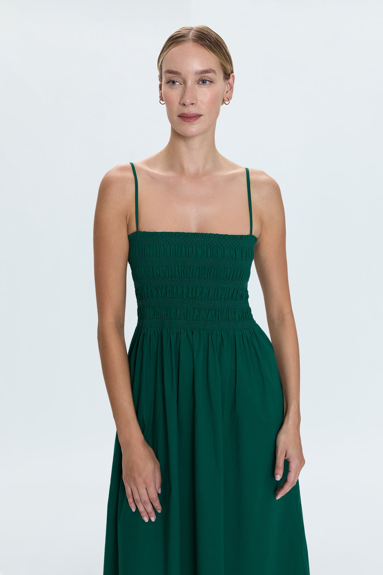 Bianca Shirred Bodice Dress - Emerald
