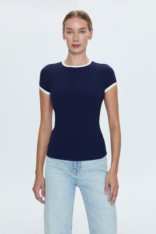 Renee Baby Ringer Tee - Maritime and White