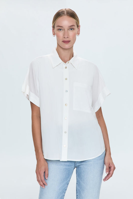 Donnie Short Sleeve Button Up - Le Blanc