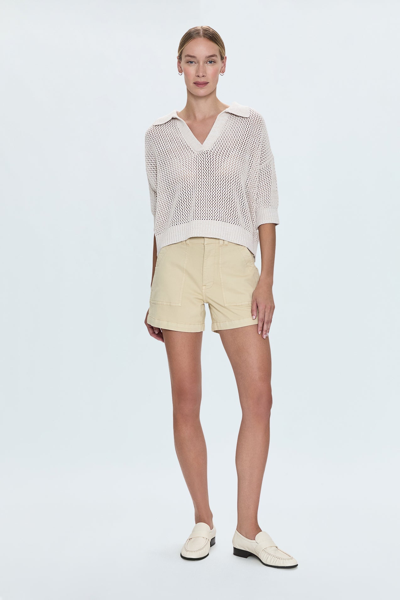 Emma Open Knit Polo - Dove Marl
