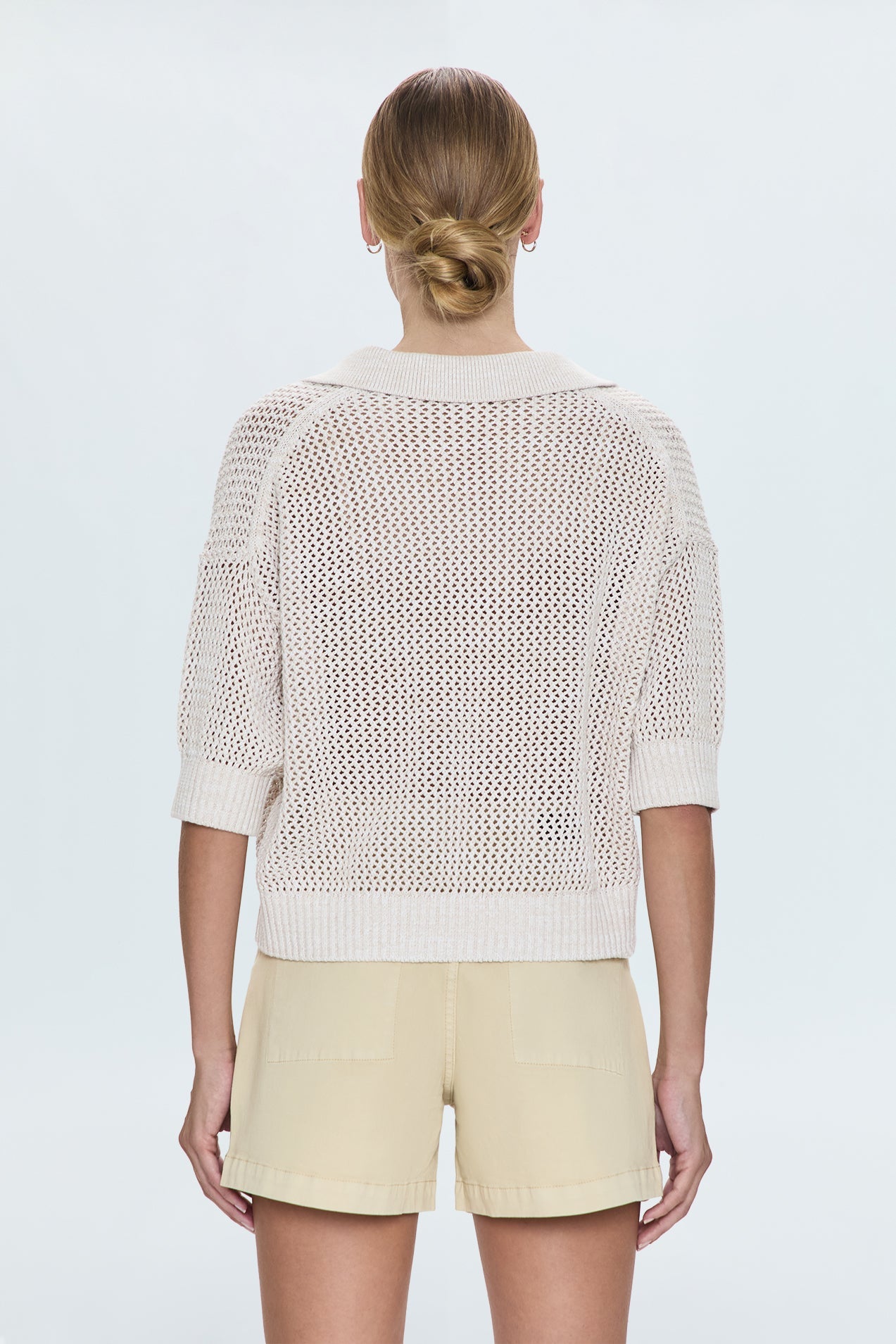 Emma Open Knit Polo - Dove Marl