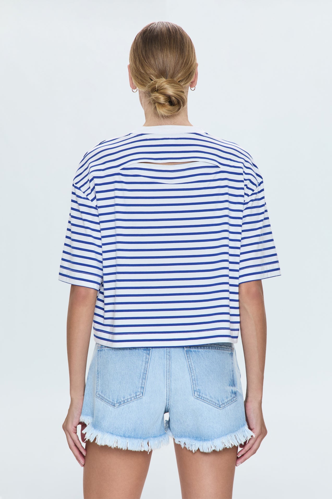 Mae Cropped Tee - Maritime White Stripe