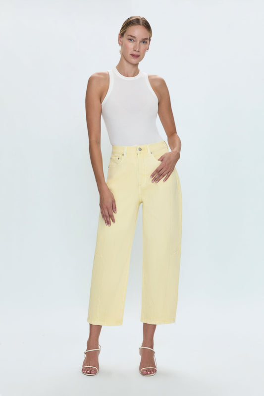 Eli High Rise Barrel Jean - Soft Buttercup
