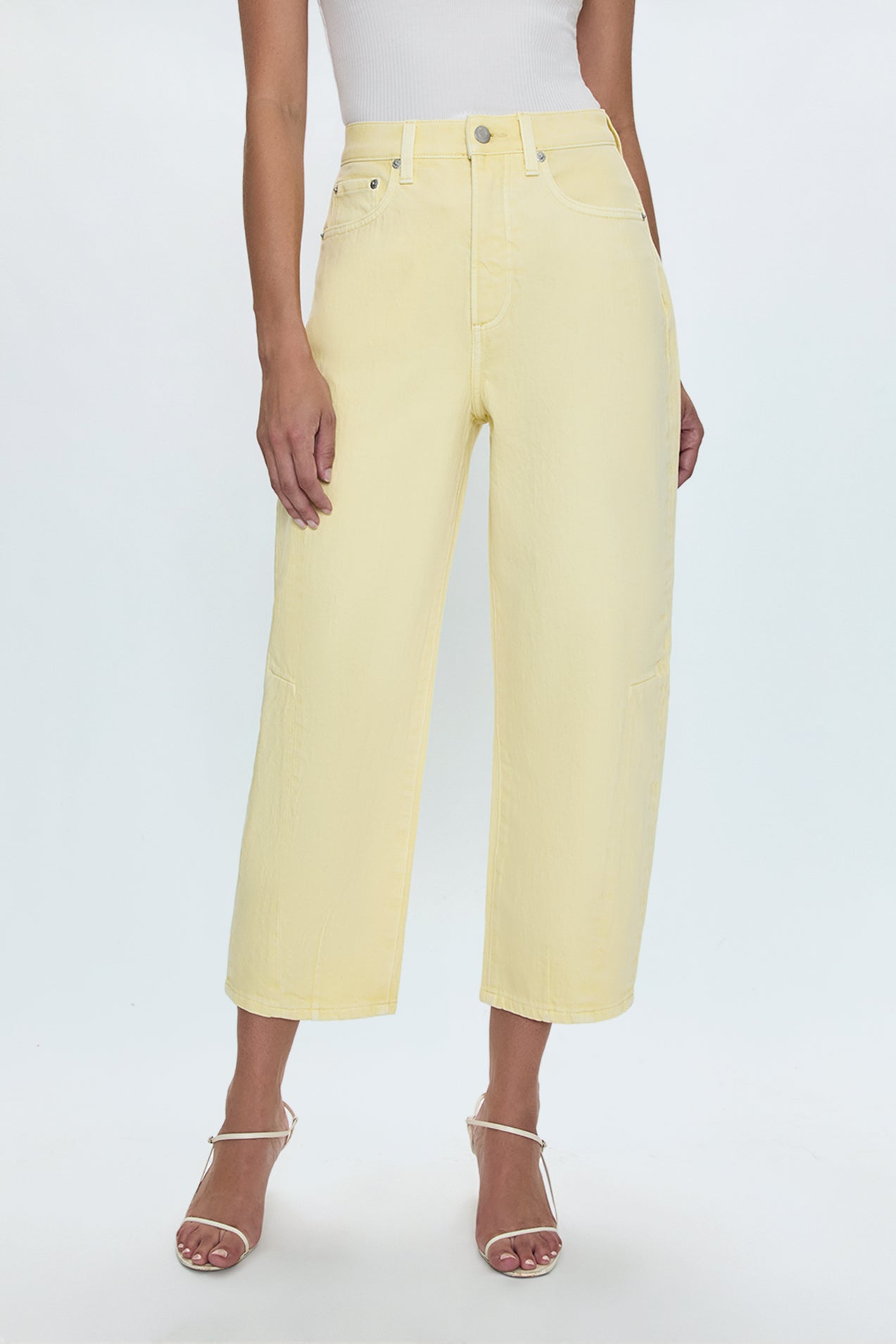 Eli High Rise Barrel Jean - Soft Buttercup