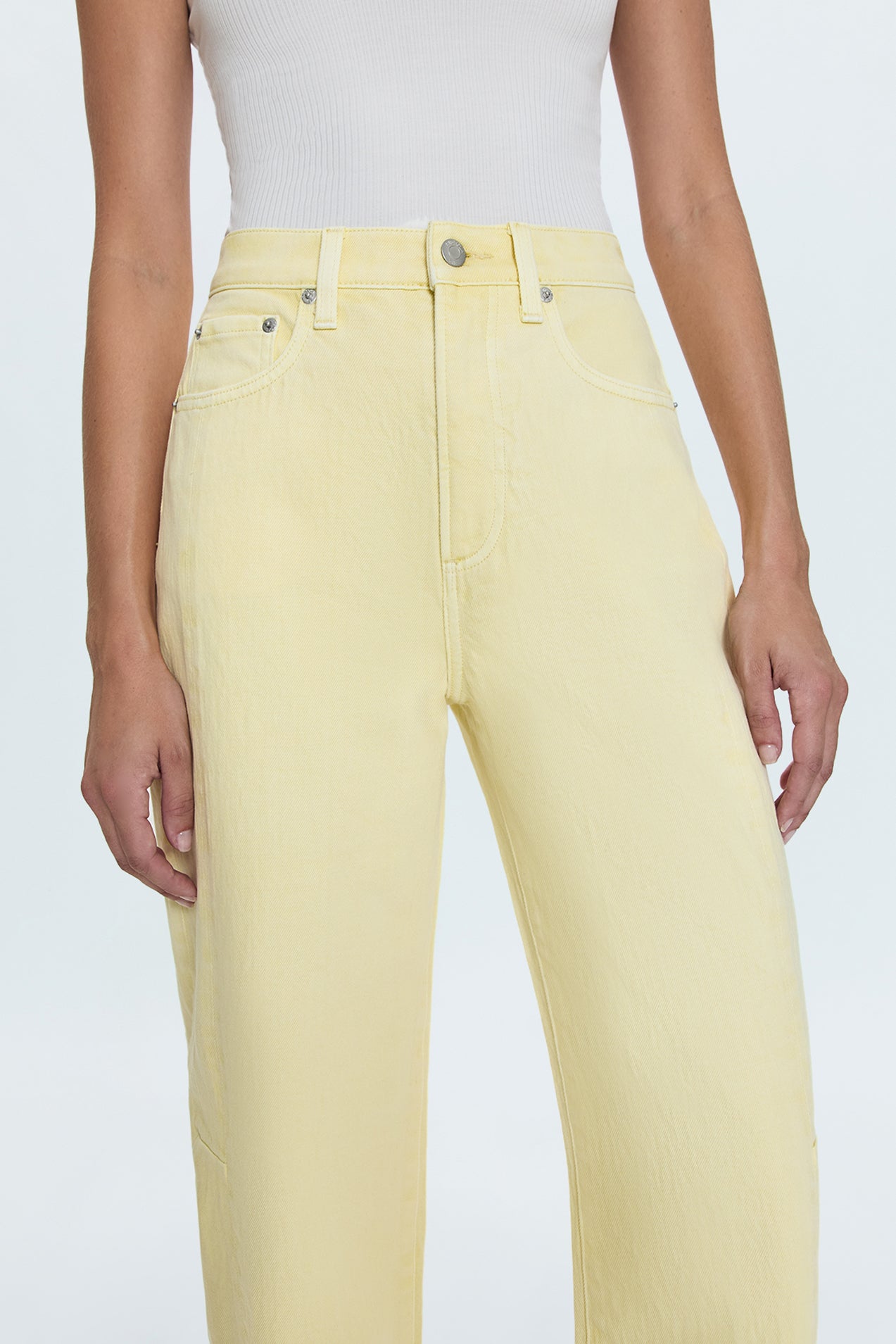 Eli High Rise Barrel Jean - Soft Buttercup