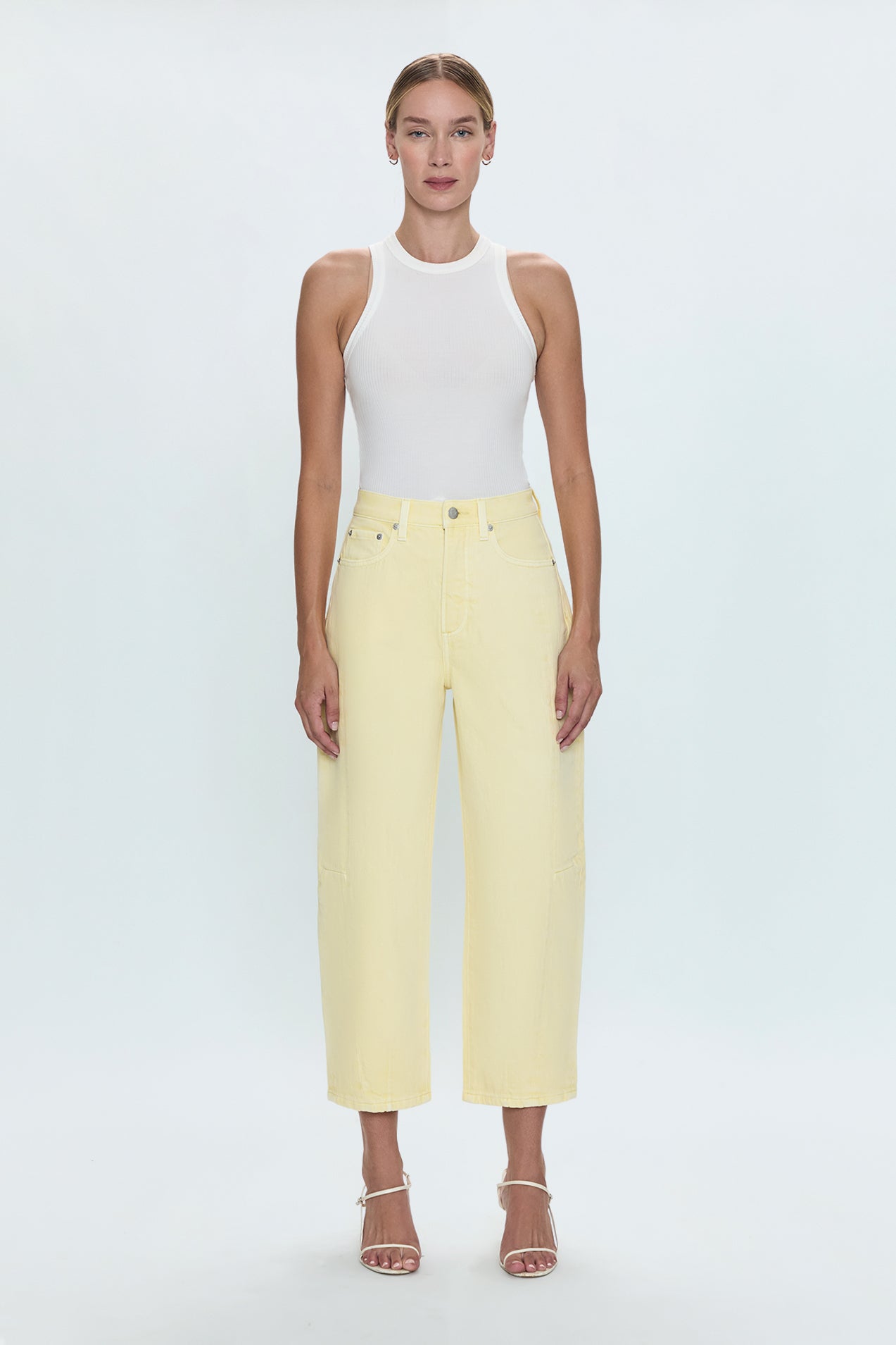 Eli High Rise Barrel Jean - Soft Buttercup