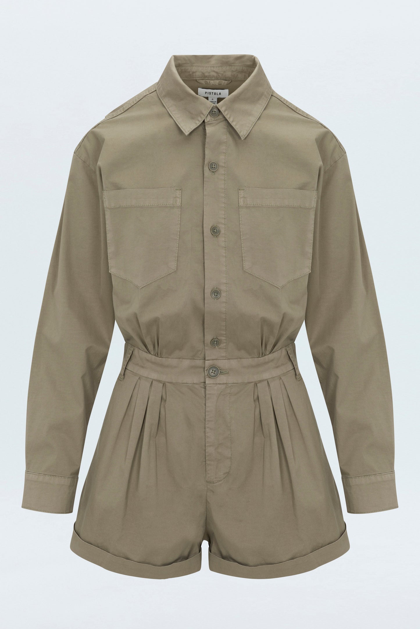 Archie Pleated Romper - Soft Moss