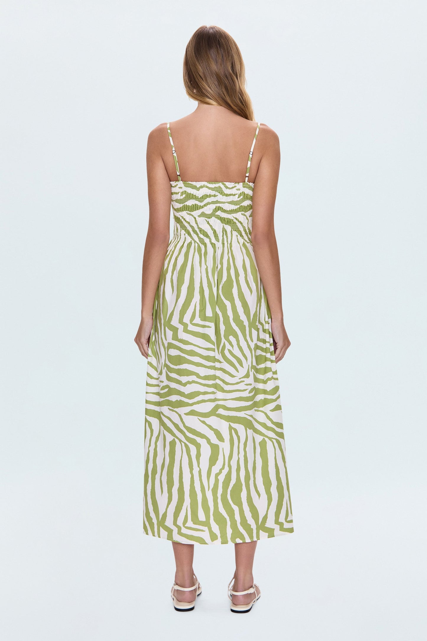 Bianca Shirred Bodice Dress - Safari Lime