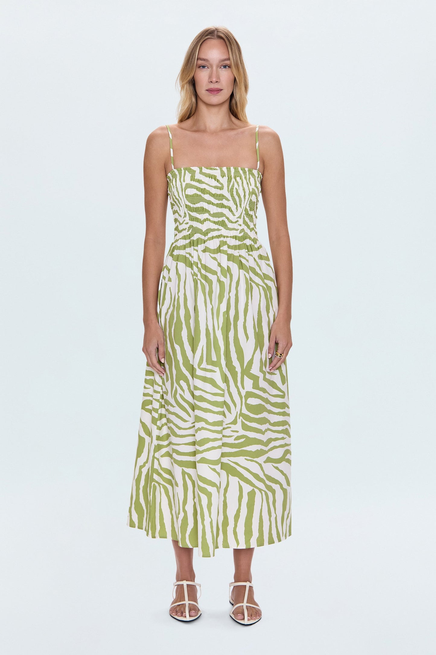 Bianca Shirred Bodice Dress - Safari Lime