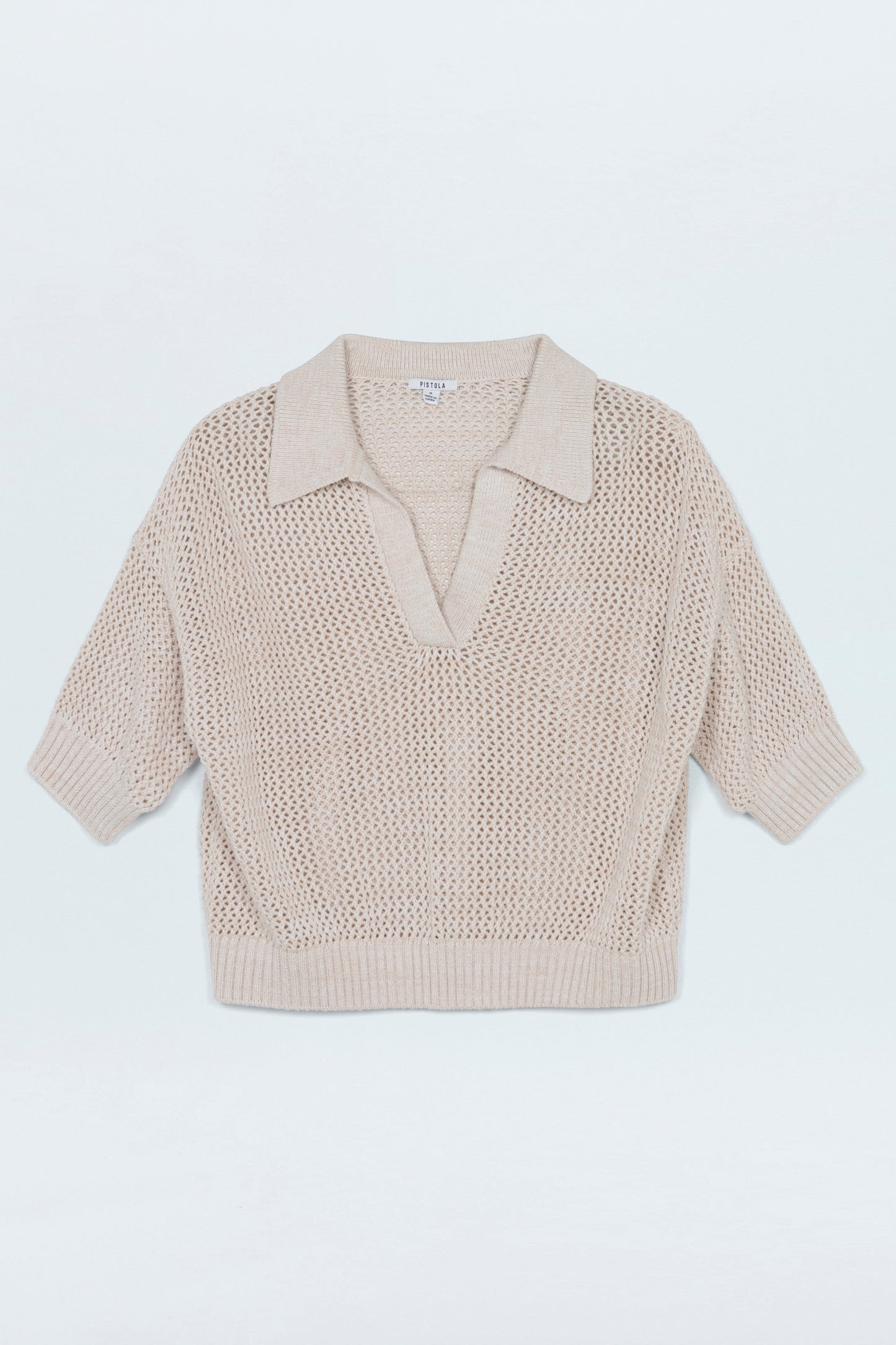 Emma Open Knit Polo - Dove Marl