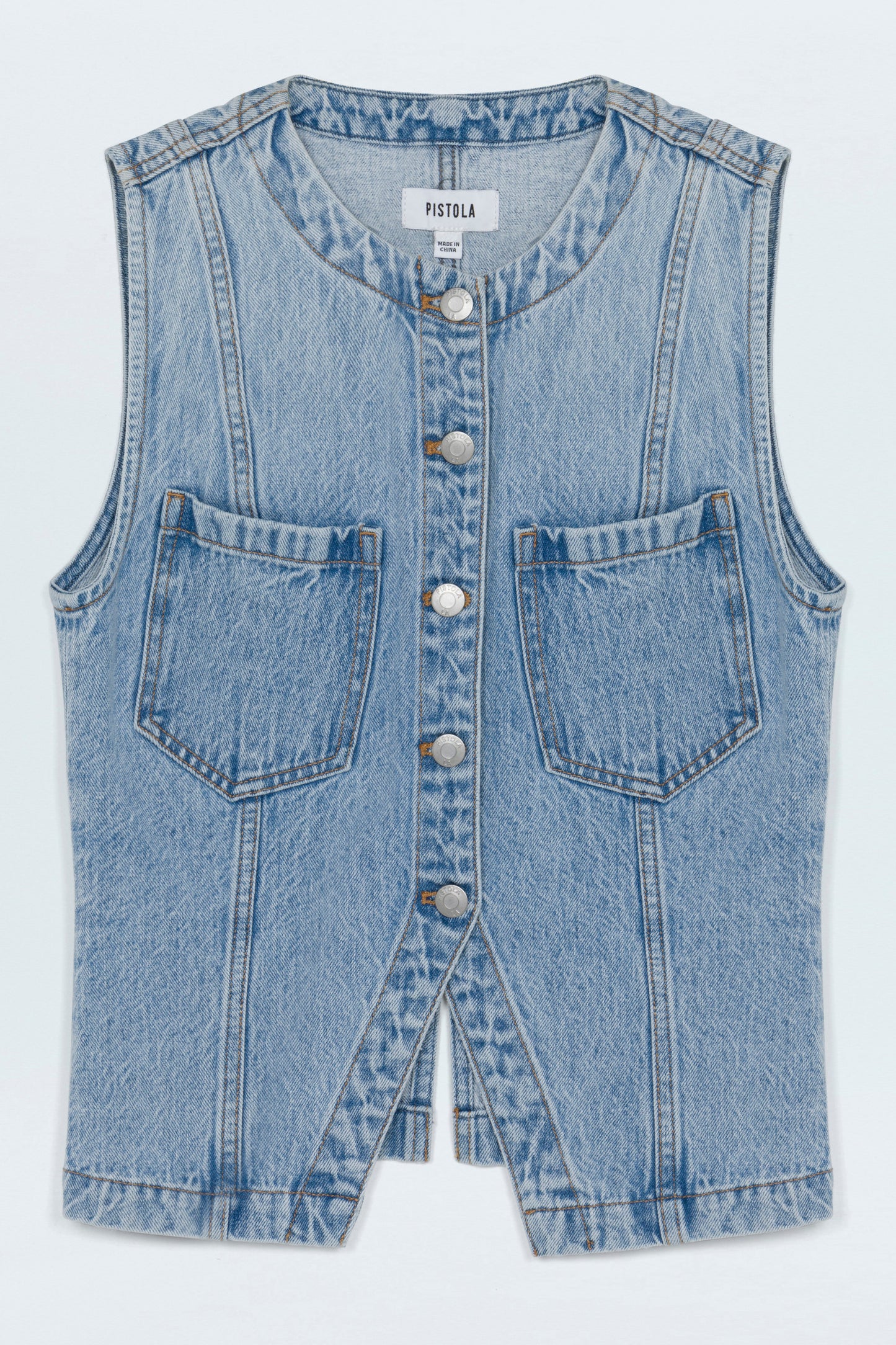 Gia Fitted Collarless Vest - Gaze