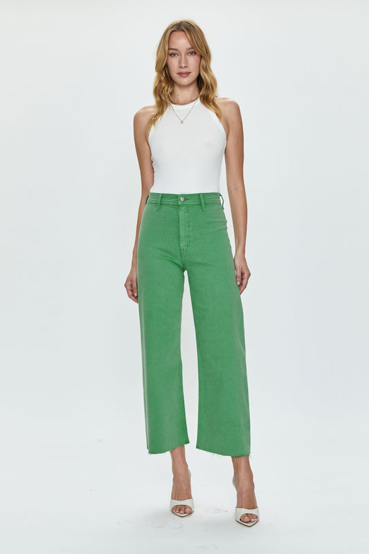Penny High Rise Wide Leg Crop Jean -  Avocado