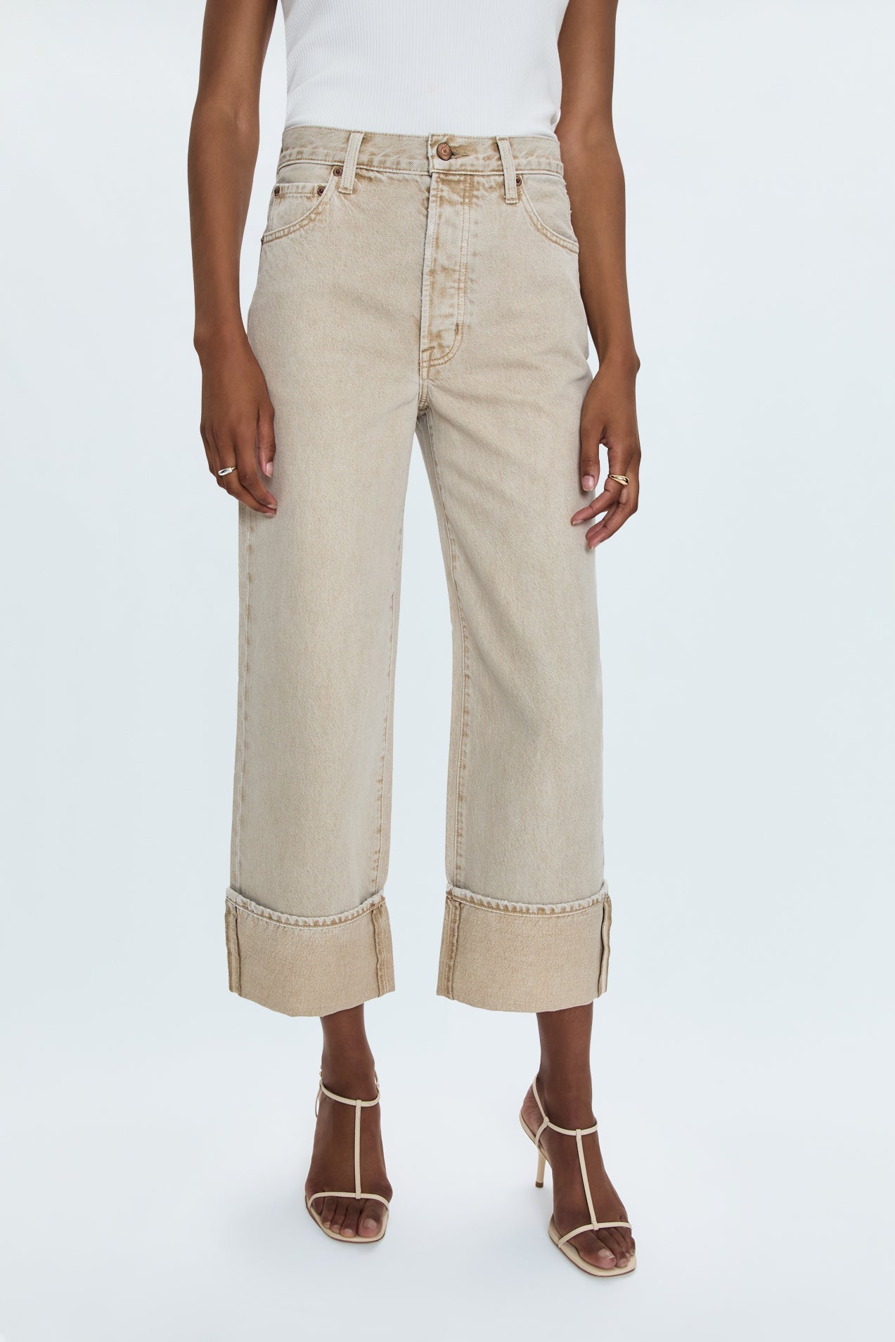 Ryder High Rise Cuffed Straight Jean - Oat