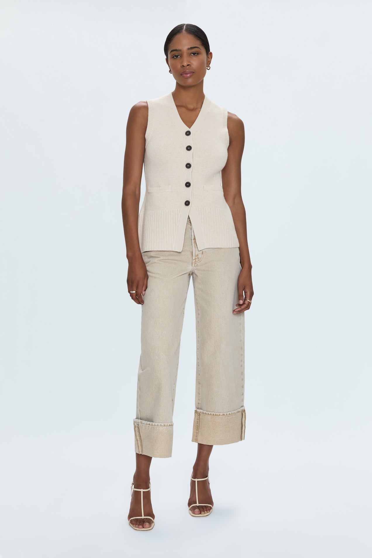 Ryder High Rise Cuffed Straight Jean - Oat