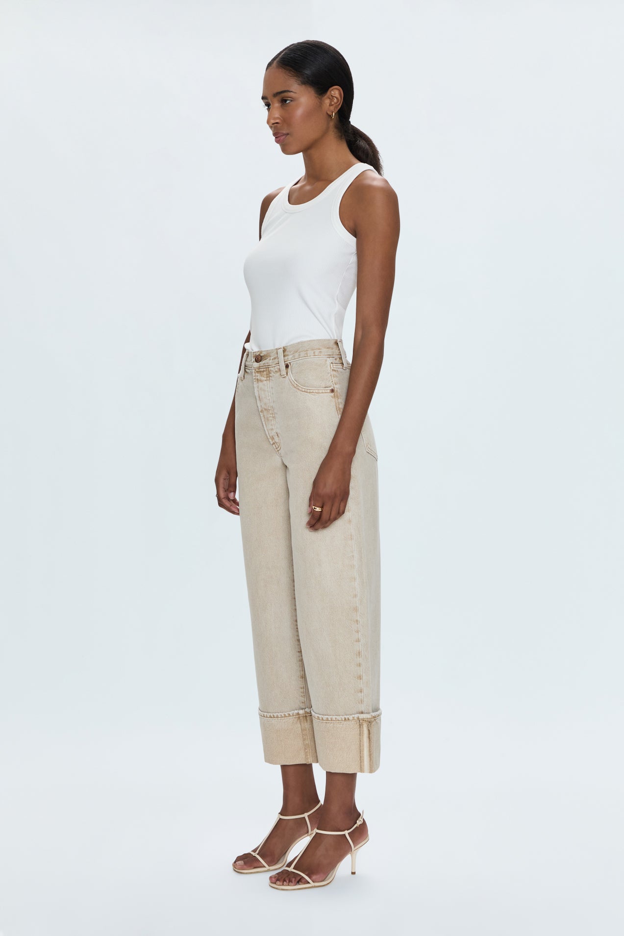 Ryder High Rise Cuffed Straight Jean - Oat