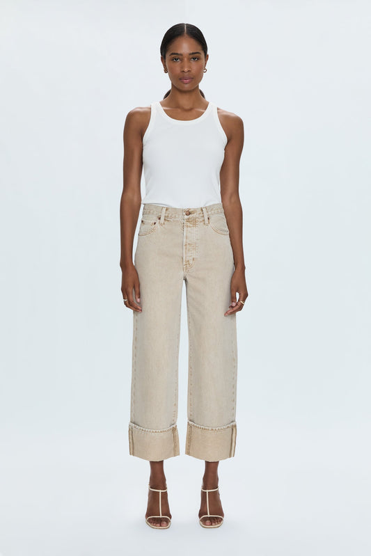 Ryder High Rise Cuffed Straight Jean - Oat
