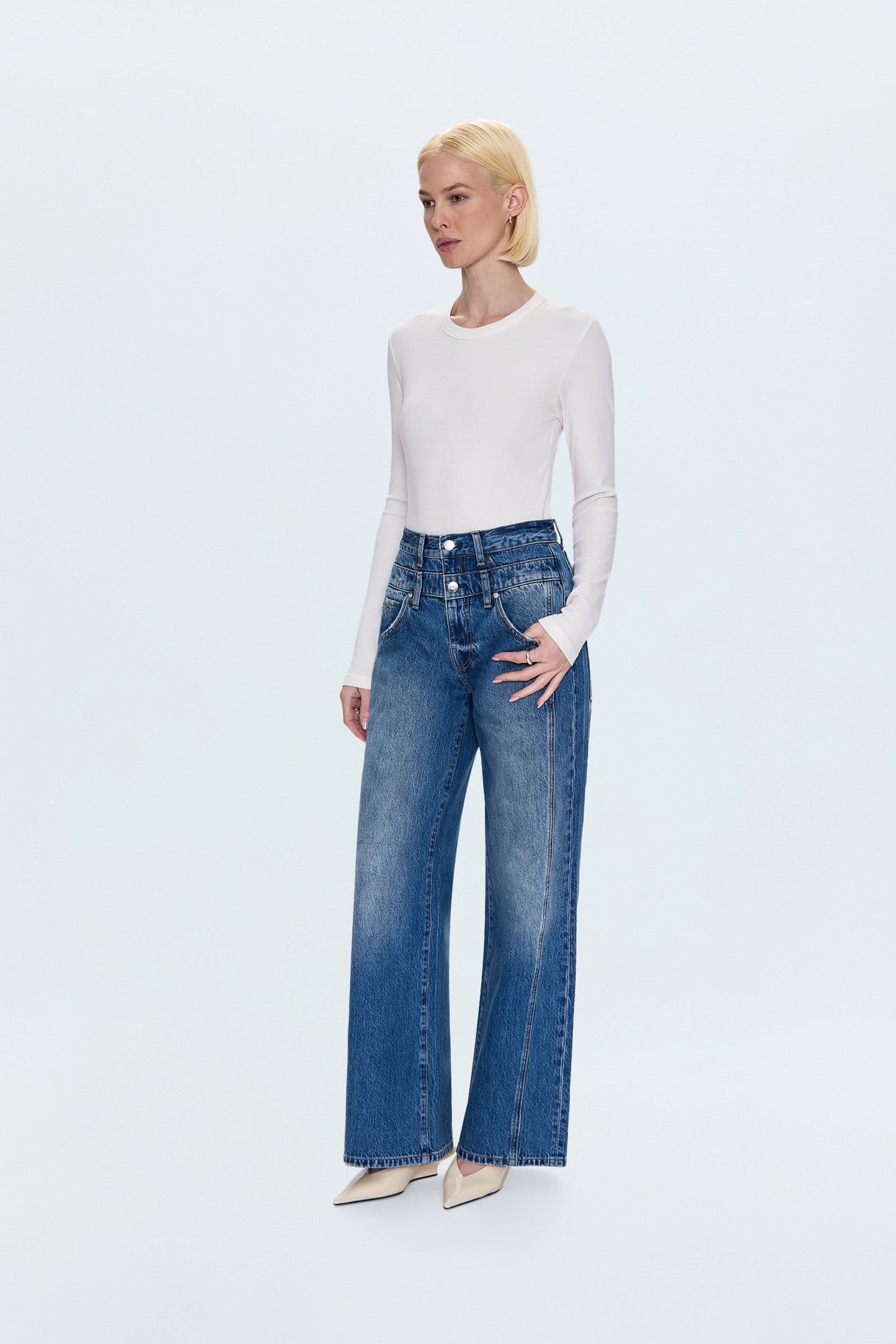 Caleb High Rise Stacked Waist Jean - Echo