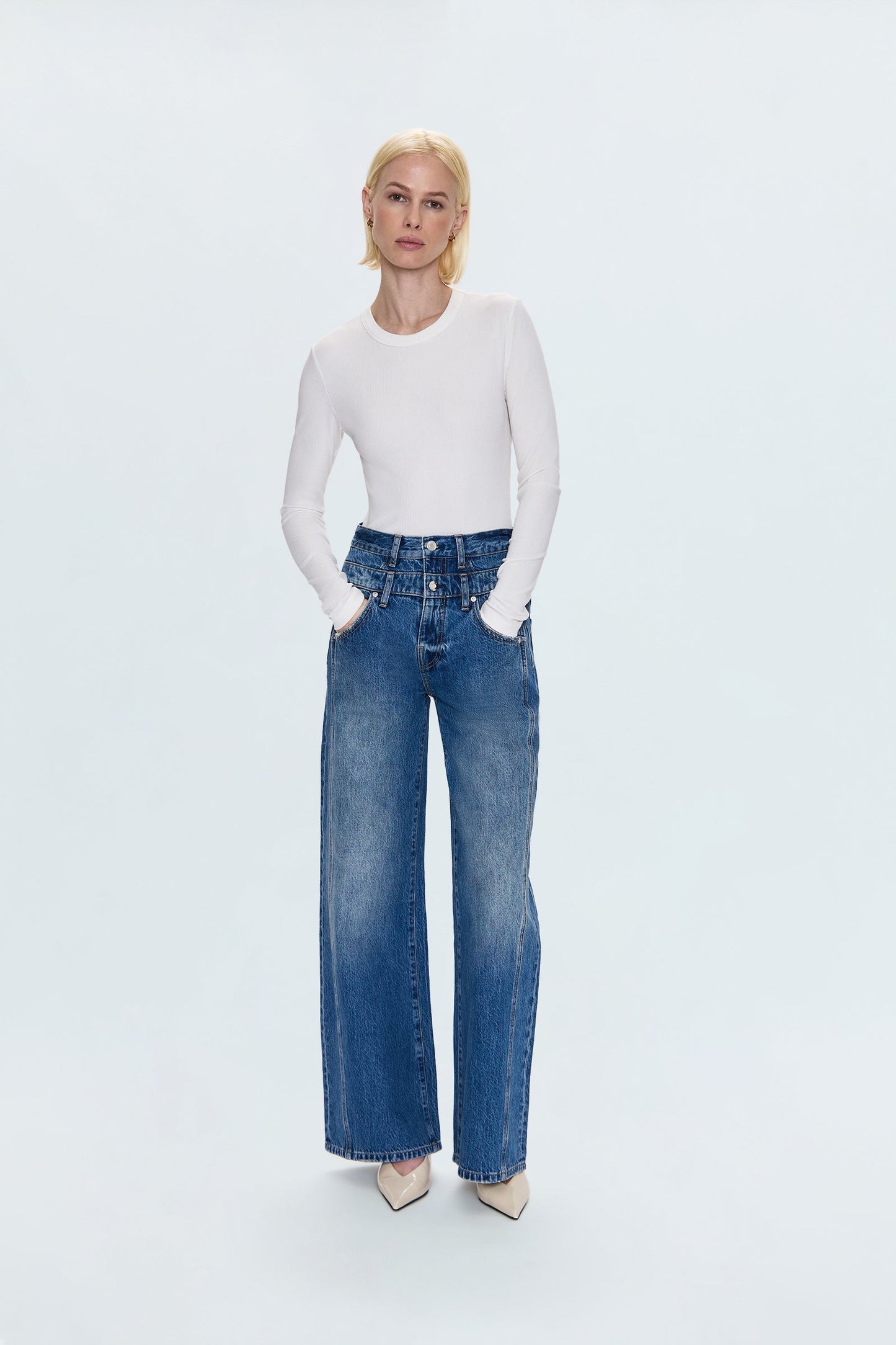 Caleb High Rise Stacked Waist Jean - Echo