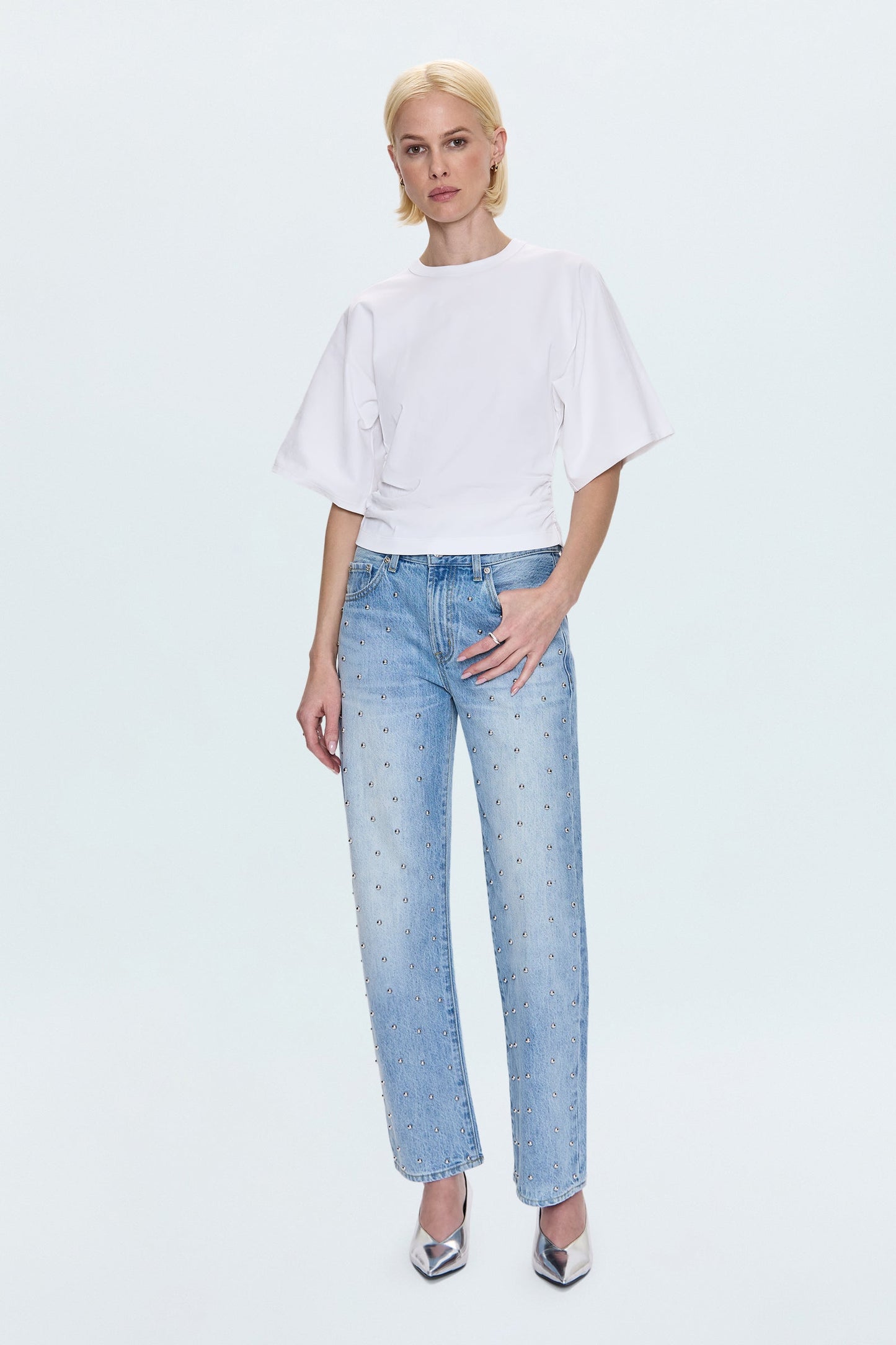 Veronica Kimono Sleeve Fitted Tee - White