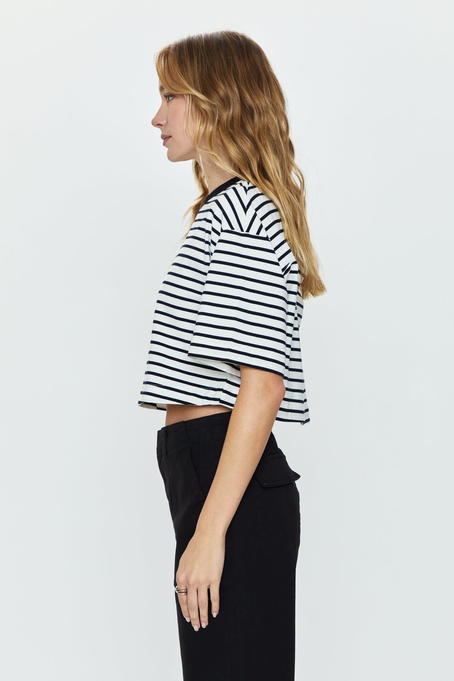 Mae Tee - Black & White Stripe
