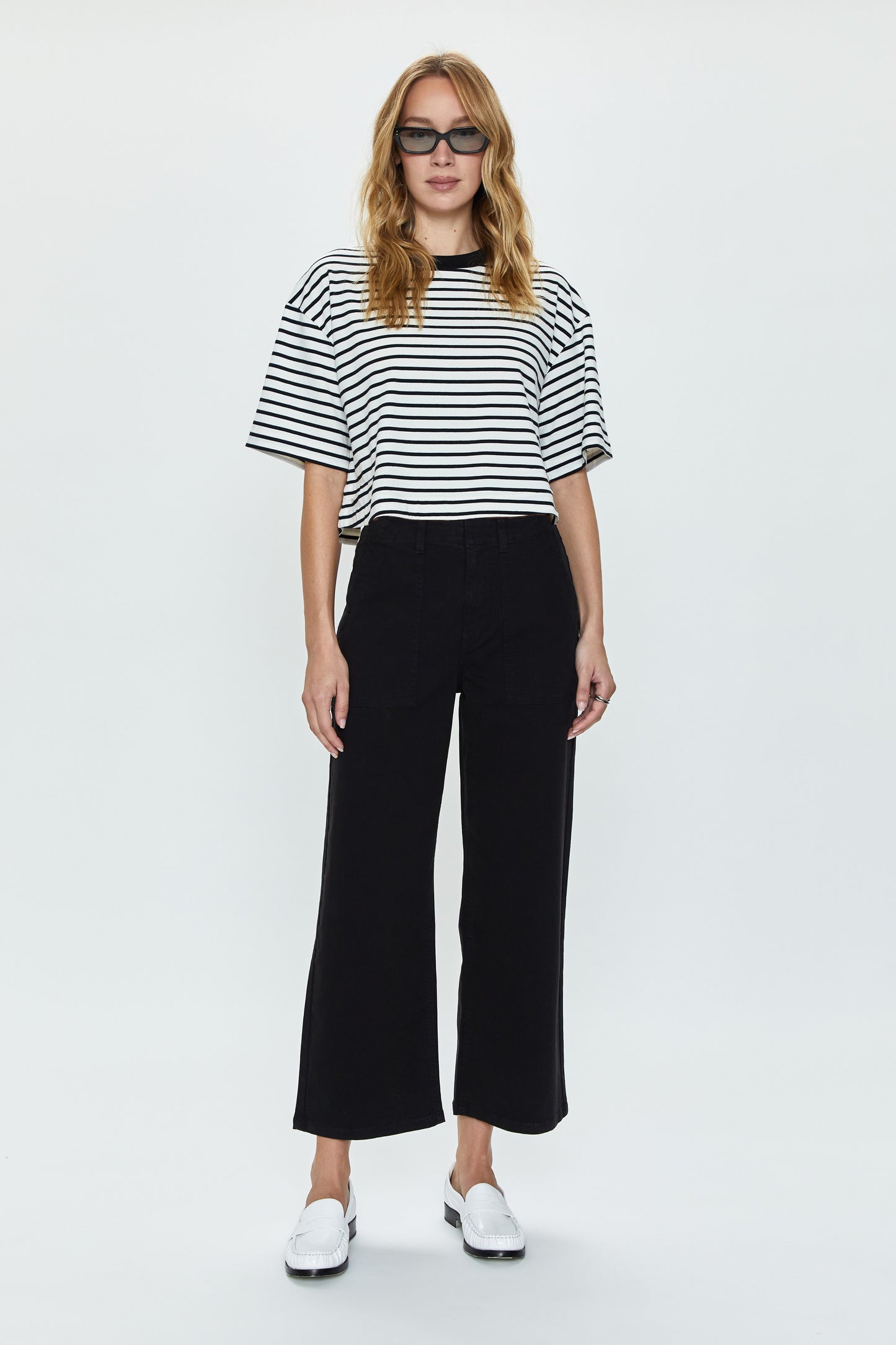 Mae Tee - Black & White Stripe
