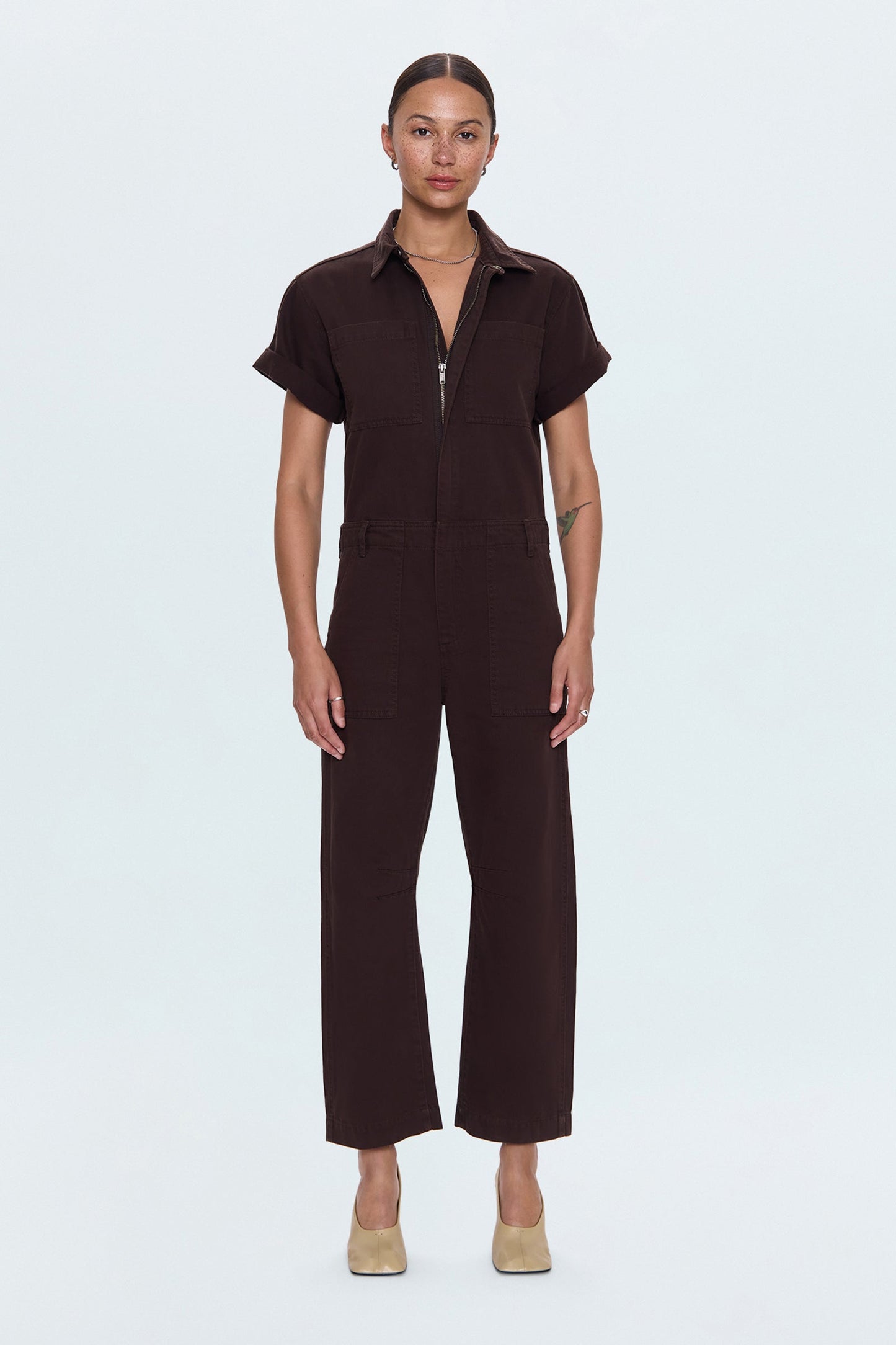 Cruz Barrel Leg Jumpsuit- Mocha