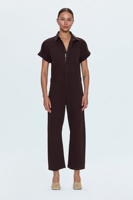 Cruz Barrel Leg Jumpsuit- Mocha